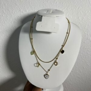Vintage Gold Stainless Steel Pearl Heart Pendant