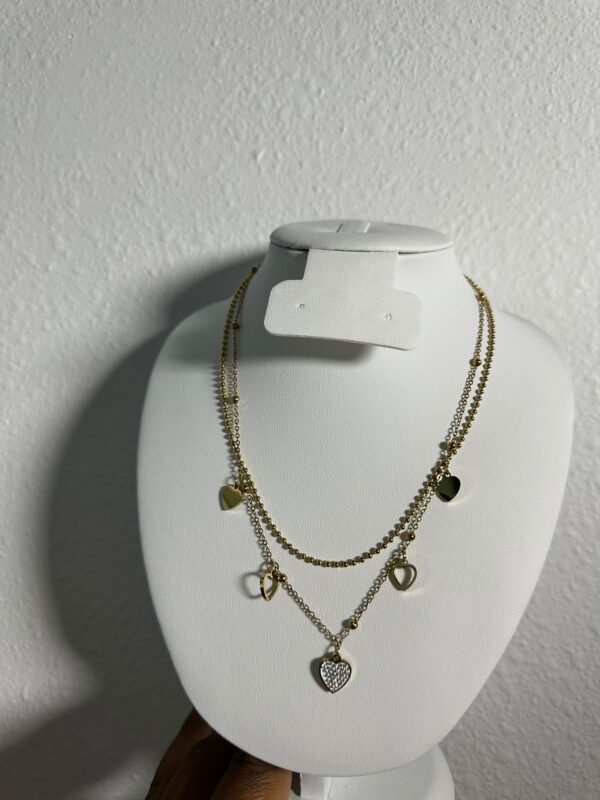 Vintage Gold Stainless Steel Pearl Heart Pendant - Image 2